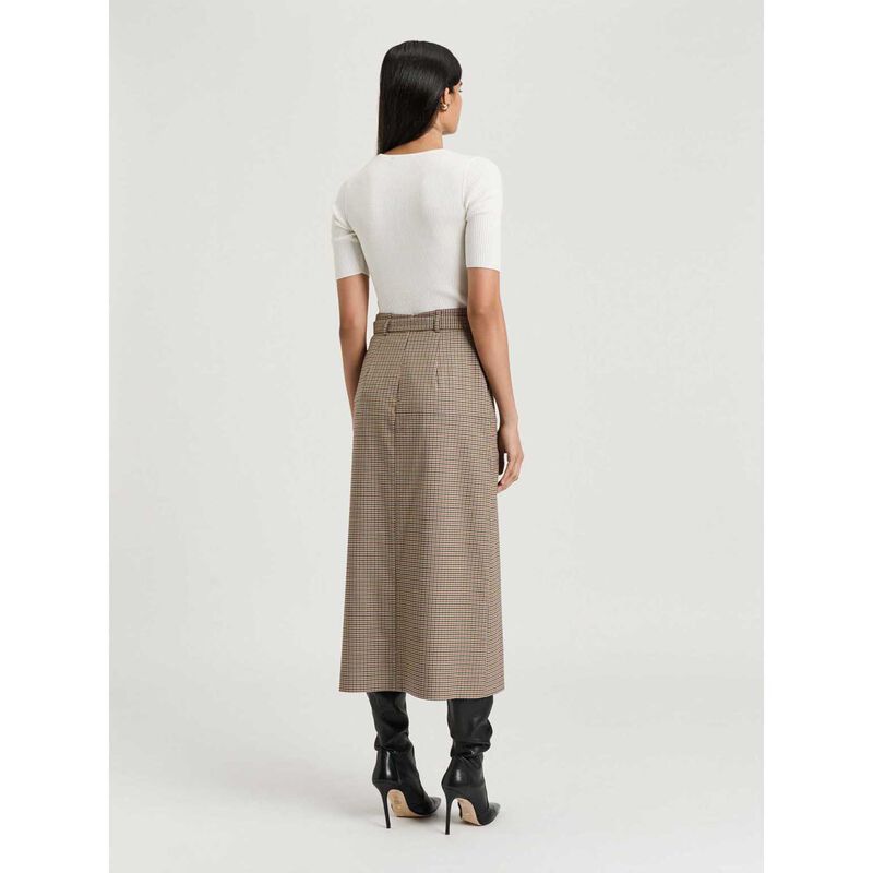 Veronika Maine Cotton Silk Blend Crew Neck Ribbed Knit Top image number 1